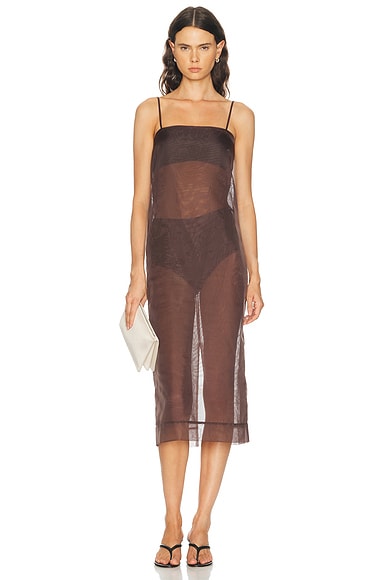 RENGGLI Organza Cami Dress in Chocolate Brown