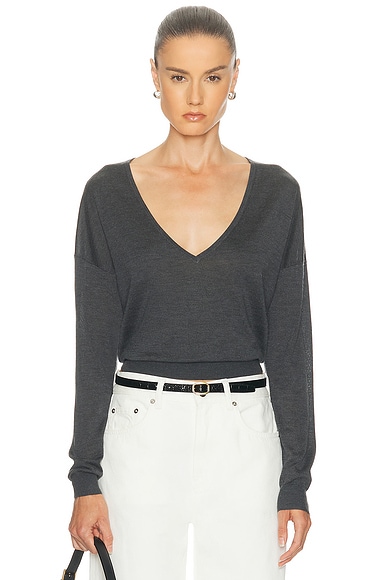 Silk Cashmere V Neck Sweater