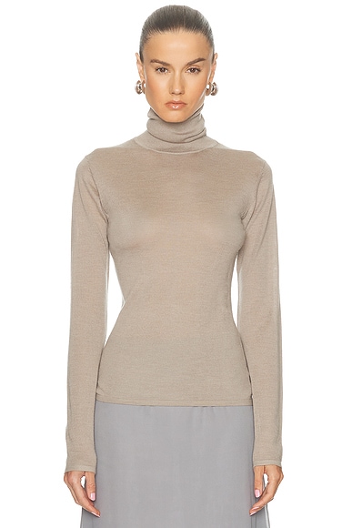 Cashmere Silk Fitted Turtleneck Sweater