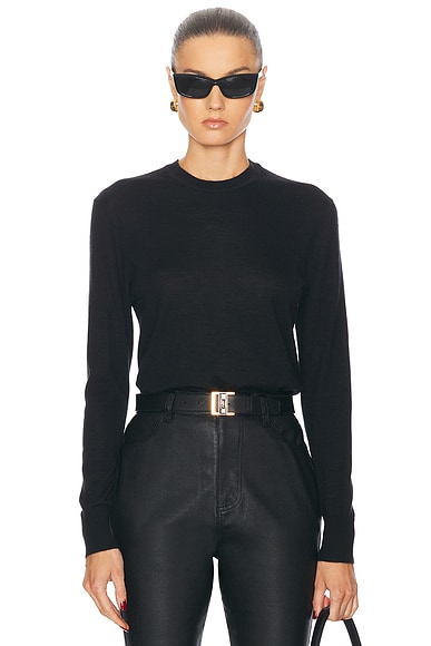 Enza costa cuffed crew neck top discount