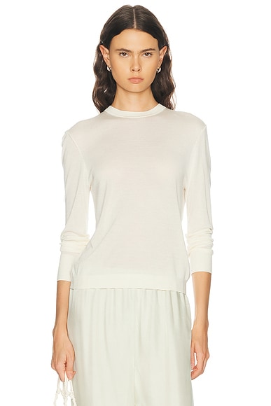 RENGGLI Silk Cashmere Crewneck Sweater in Flat White