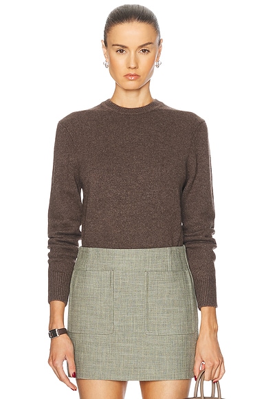 RENGGLI Embroidered Cashmere Crewneck Sweater in Fawn