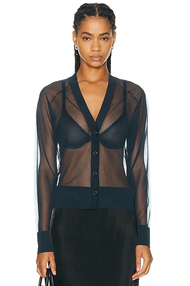 RENGGLI Sheer Knit Cardigan in Sapphire
