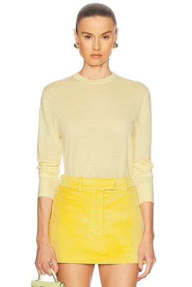 Cashmere Crewneck Sweater in Lemon