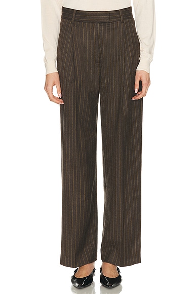 RENGGLI Pinstripe Trouser in Mocha & Saffron