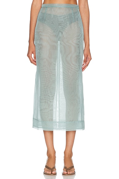RENGGLI Organza Pencil Skirt in Seafoam