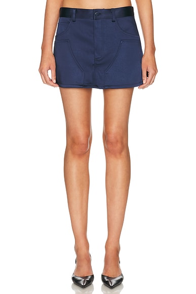 RENGGLI Satin Cargo Skirt in Midnight