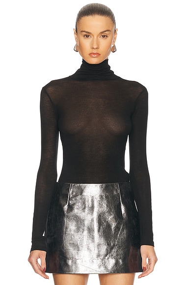 Lemaire Second Skin High Neck Top in Black | FWRD