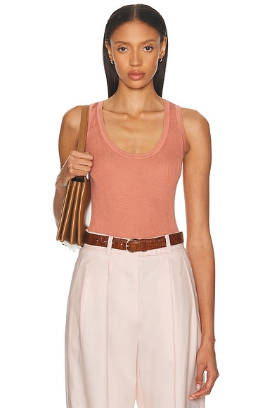 RENGGLI Scoop Neck Rib Tank in Copper