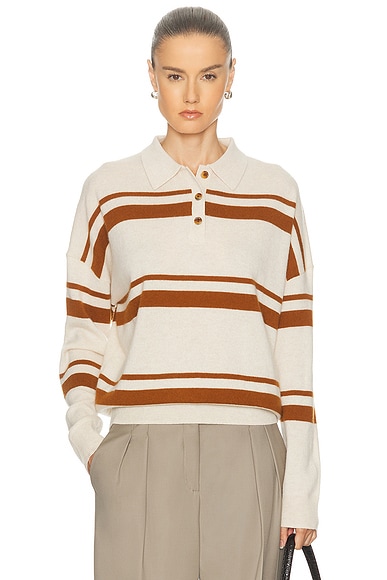 Cashmere Striped Polo Top