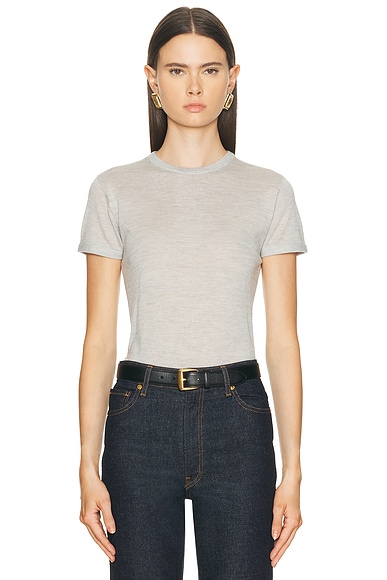 RENGGLI Cashmere Silk Knit Tee in Gris
