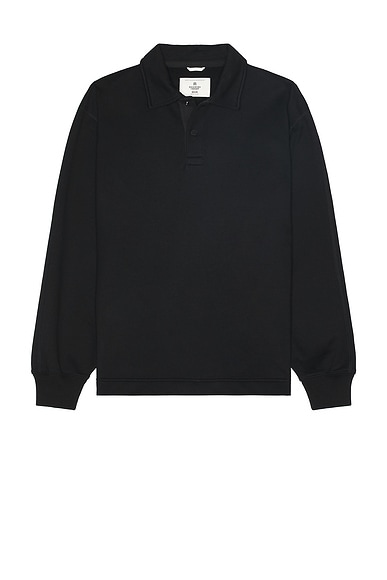 Reigning Champ Midweight Terry Rugby Sweater in Black