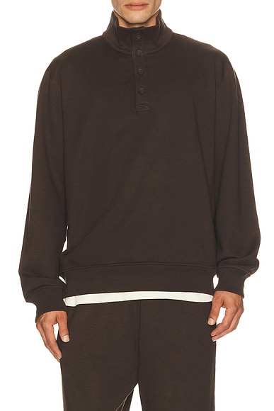 Midweight Terry Standard Button Mockneck