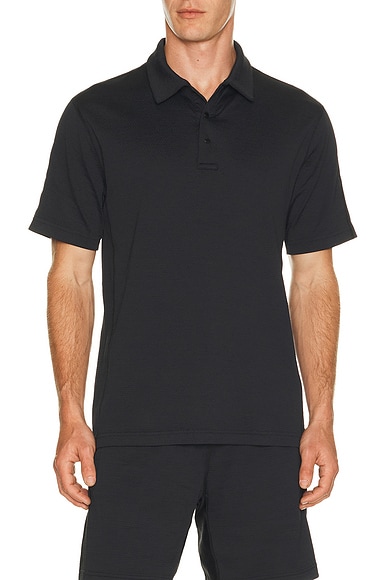 Reigning Champ Solotex Mesh Tiebreak Standard Polo in Heather Black