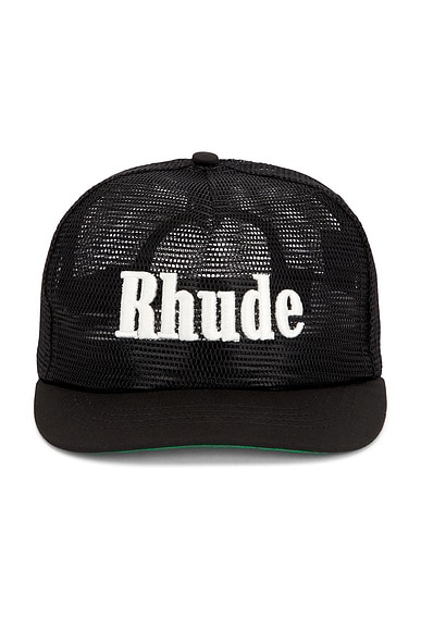 Rhude Logo Mesh Hat in Black & White