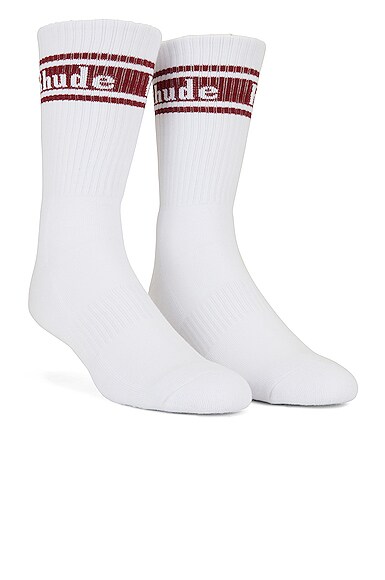 Rhude Stripe Logo Sock in White