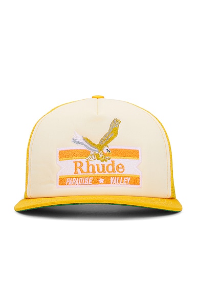 Rhude Paradise Valley Hat In Mustard & Vintage White in Yellow