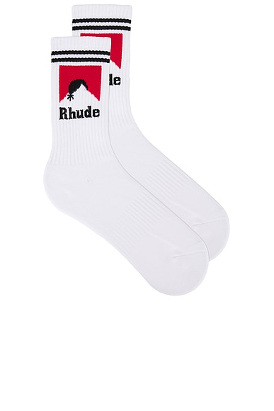 Rhude Moonlight Socks in White, Black, & Red