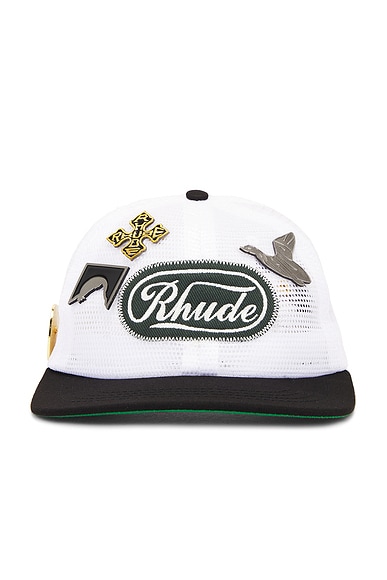 Rhude Patch Mesh Trucker Hat in Black & White