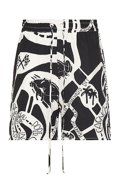Rhude Strada Silk Short in Black & White