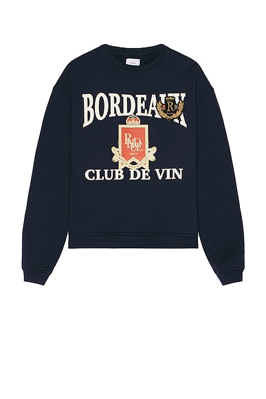 Rhude Bordeaux Crewneck Sweater in Navy