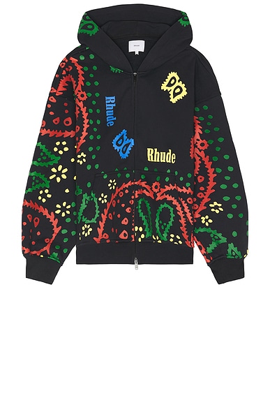 Andersson Bell Rainbow Intarsia Zip-Up Cardigan in Black | FWRD