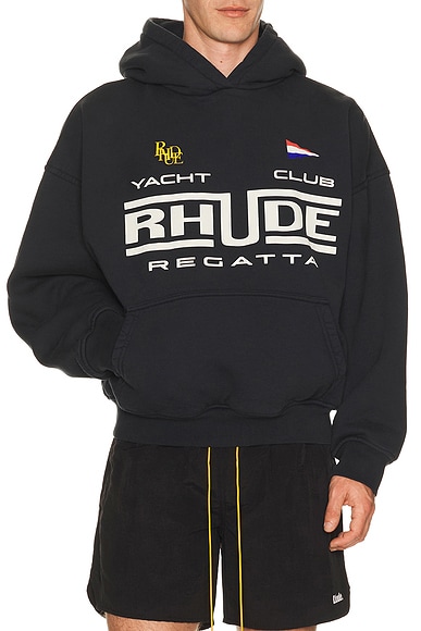 Rhude Regatta Club Hoodie in Vintage Black & White