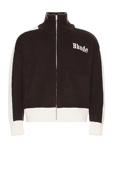 Rhude Knit Track Jacket in Brown