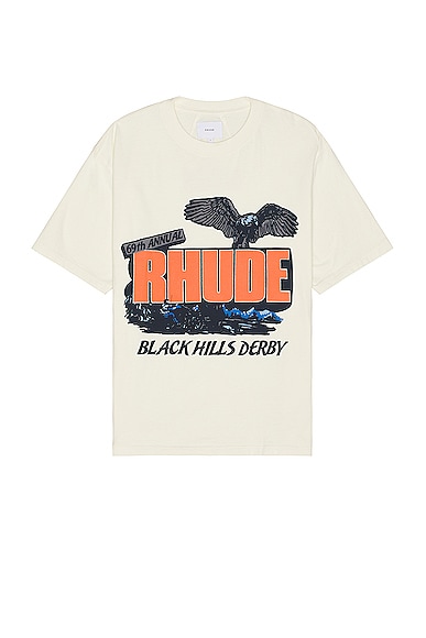 Rhude Black Hills Rally Tee in Vintage White
