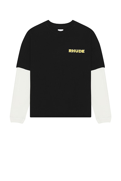 Rhude Rhude Steel Double Layered Tee in Black & White