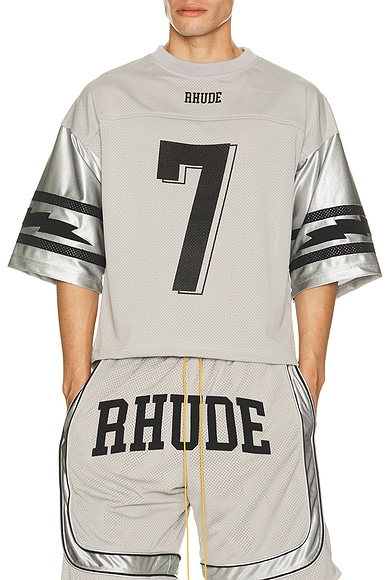 Rhude Lightning Football Jersey in Grey & Silver
