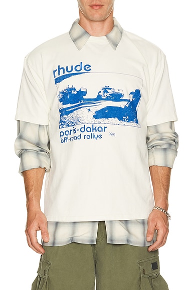 Rhude Trail Of Dust Tee in Vintage White & Blue