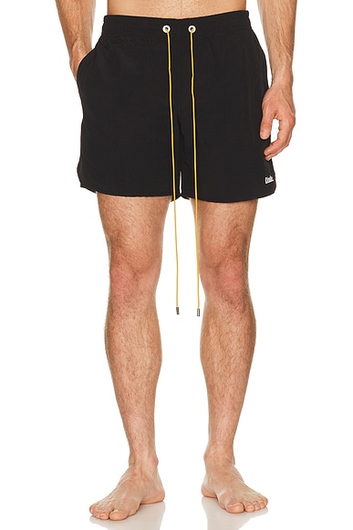 Rhude Classic Logo Swim Short in Black & White