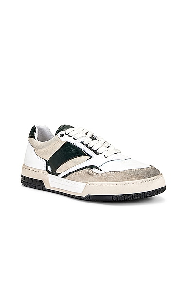 Shop Rhude Racing Sneaker In Olive  Tan  & White
