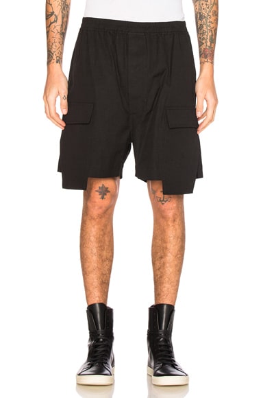 Rick Owens Drawstring Cargo Boxers in Black | FWRD