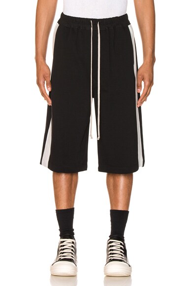 Rick Owens Drawstring Karloff Boxers in Black & Oyster | FWRD