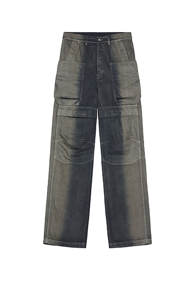 Rick Owens Stefan Denim Cargo in Darkdust Degrade