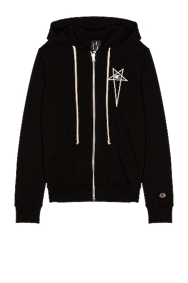 Rick Owens x Champion Mountain Hoodie in Black | FWRD