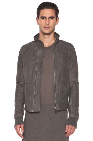 Rick Owens Intarsia Leather Jacket in Dark Dust | FWRD