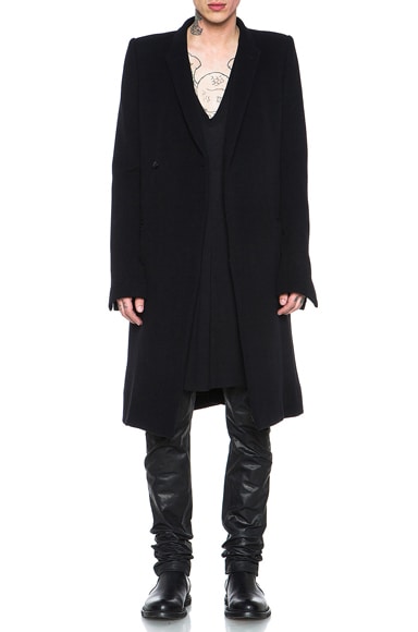 Rick Owens Wool-Blend Sharp Coat in Black | FWRD Rick Owens Wool-Blend Sharp Coat in Black | FWRD