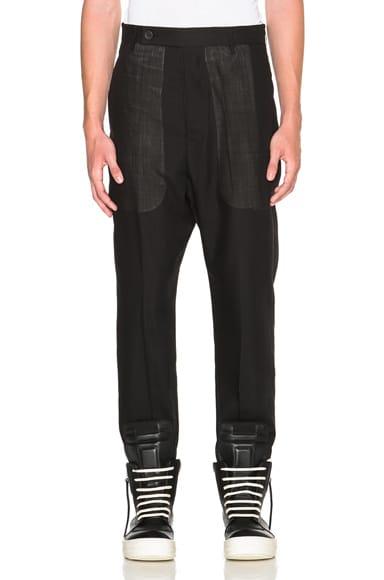 RICK OWENS | Astaire Drop Crotch Cropped Wool Blend Pants
