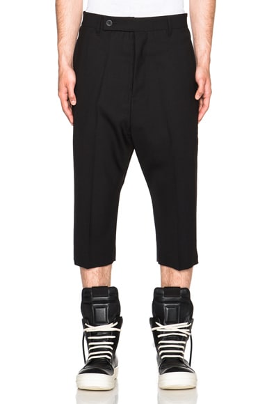 Rick Owens Cropped Easy Astaires Trousers in Black | FWRD