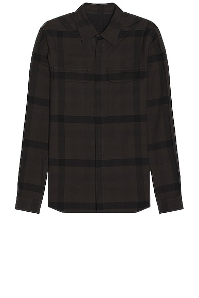 Rick Owens Work Shirt in Dark Dust Plaid