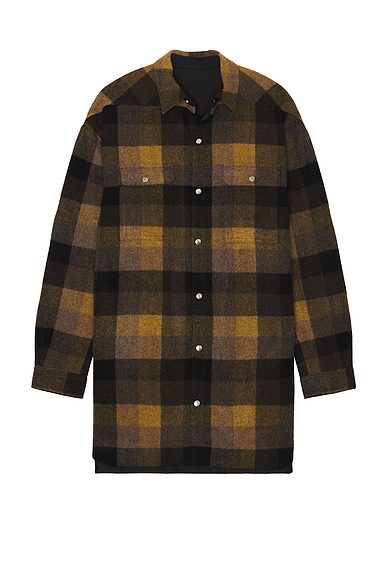 Rick Owens Oversized Outershirt in Honey Plaid | FWRD Rick Owens Oversized Outershirt in Honey Plaid | FWRD