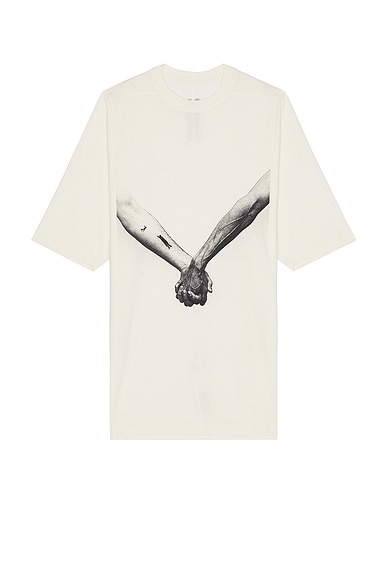 Rick Owens Jumbo Tee in Natural & Black