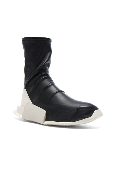 Rick Owens x Adidas Level Stretch Leather Socks in Black | FWRD