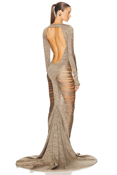 ワンピース RICK OWENS OPEN BACK GOWN LONG DRESS Rick Owens Luna Dress in Dust | FWRD