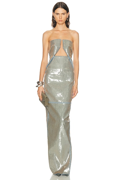 Rick Owens Prong Gown in Blue & Sand