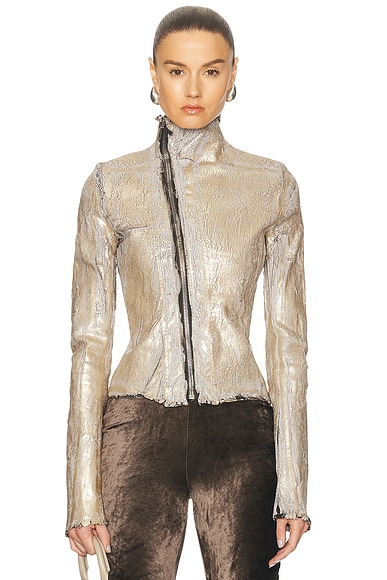 Alexander Wang Smocked Ruffle Edge Jacket in Vintage White Alexander Wang Smocked Ruffle Edge Jacket in Vintage White