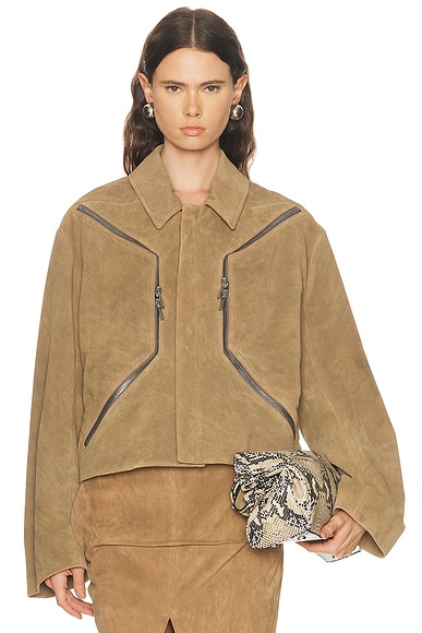 Rick Owens Heizer Mac Jacket in Sumi Brown